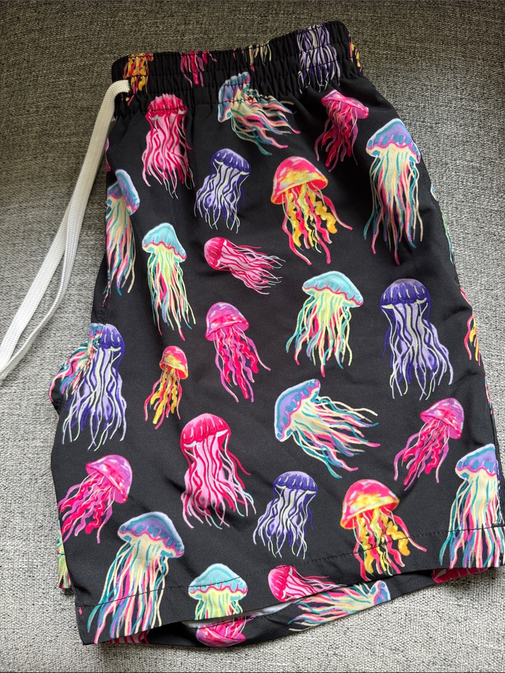 chubbies Black Swim Shorts with Neon Jellyfish Print